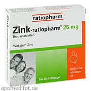 Zink ratiopharm 25mg Brausetabletten ratiopharm GmbH