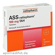 Bild für Ass-ratiopharm 100mg TAH - 50 Stück von ratiopharm GmbH Bild für Bild für Ass-ratiopharm 100mg TAH - 50 Stück von ratiopharm GmbH