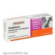 Cetirizin - ratiopharm bei Allergien 10 mg Filmtabl.  ratiopharm GmbH