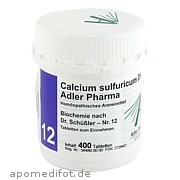 Bild für Bild für Biochemie Adler 12 Calcium Sulfuricum D 6 Adler Ph - 400&nbsp;Stück von Adler Pharma Produktion und Vertrieb GmbH
