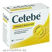 Bild für Cetebe Vitamin C Retard 500 - 120 Stück von GlaxoSmithKline Consumer Healthcare Bild für Bild für Cetebe Vitamin C Retard 500 - 120 Stück von GlaxoSmithKline Consumer Healthcare