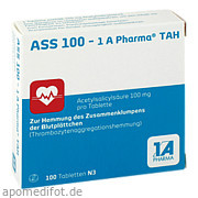Bild für Bild für ASS 100 - 1 A Pharma TAH - 100 Stück von 1 A Pharma GmbH