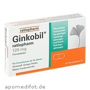 Bild für GINKOBIL ratiopharm 120 mg Filmtabletten - 30 Stück von ratiopharm GmbH Bild für Bild für GINKOBIL ratiopharm 120 mg Filmtabletten - 30 Stück von ratiopharm GmbH