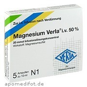 Magnesium Verla i. v. 50% Infusionslösungskonzentrat Verla - Pharm Arzneimittel GmbH & Co.  Kg