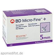 Bd Micro Fine +  5 mm Nadeln 0. 25x5mm 1001 Artikel Medical GmbH