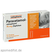 Bild für Paracetamol-ratiopharm 75 mg Zäpfchen - 10 Stück von ratiopharm GmbH Bild für Bild für Paracetamol-ratiopharm 75 mg Zäpfchen - 10 Stück von ratiopharm GmbH