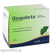 Bild für Gingobeta 120 mg Filmtabletten - 120 Stück von betapharm Arzneimittel GmbH Bild für Bild für Gingobeta 120 mg Filmtabletten - 120 Stück von betapharm Arzneimittel GmbH