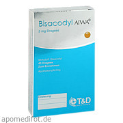 Bild für Bisacodyl AIWA 5 mg magensaftresistente Tabletten - 40 Stück von T & D Pharma GmbH Bild für Bild für Bisacodyl AIWA 5 mg magensaftresistente Tabletten - 40 Stück von T & D Pharma GmbH