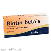Bild für Biotin beta 5 Tabletten - 60 Stück von betapharm Arzneimittel GmbH Bild für Bild für Biotin beta 5 Tabletten - 60 Stück von betapharm Arzneimittel GmbH